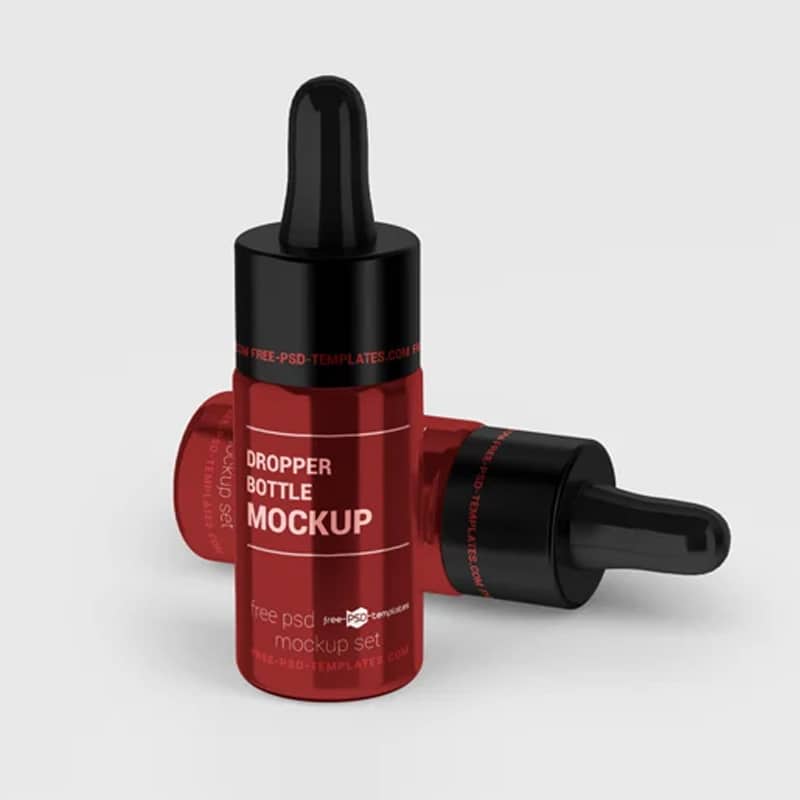 Free Glossy Dropper Bottle PSD Mockup Set