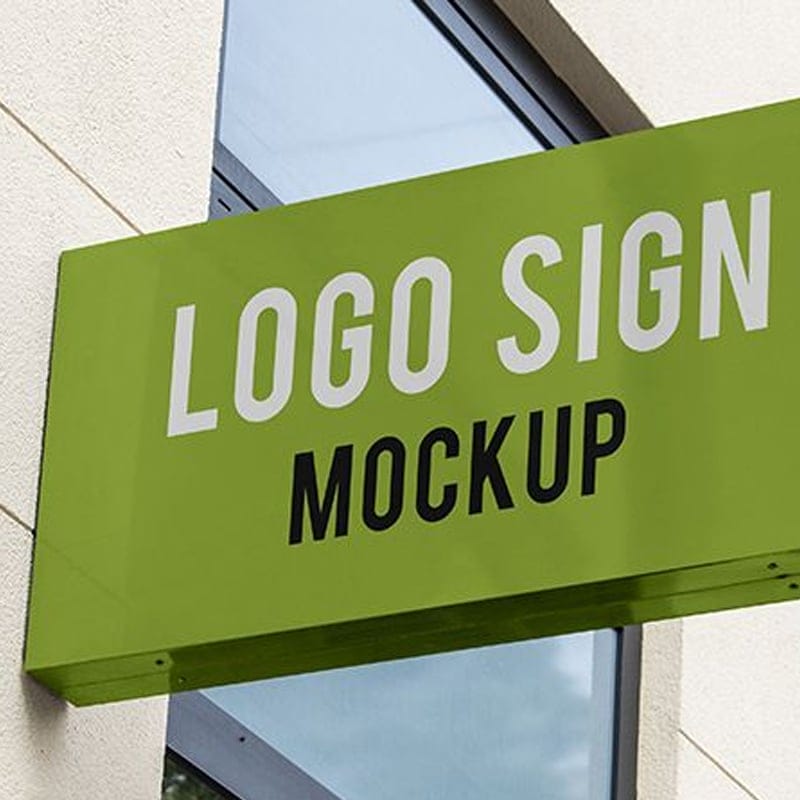 Free Hanging Wall Logo Sign Mockup