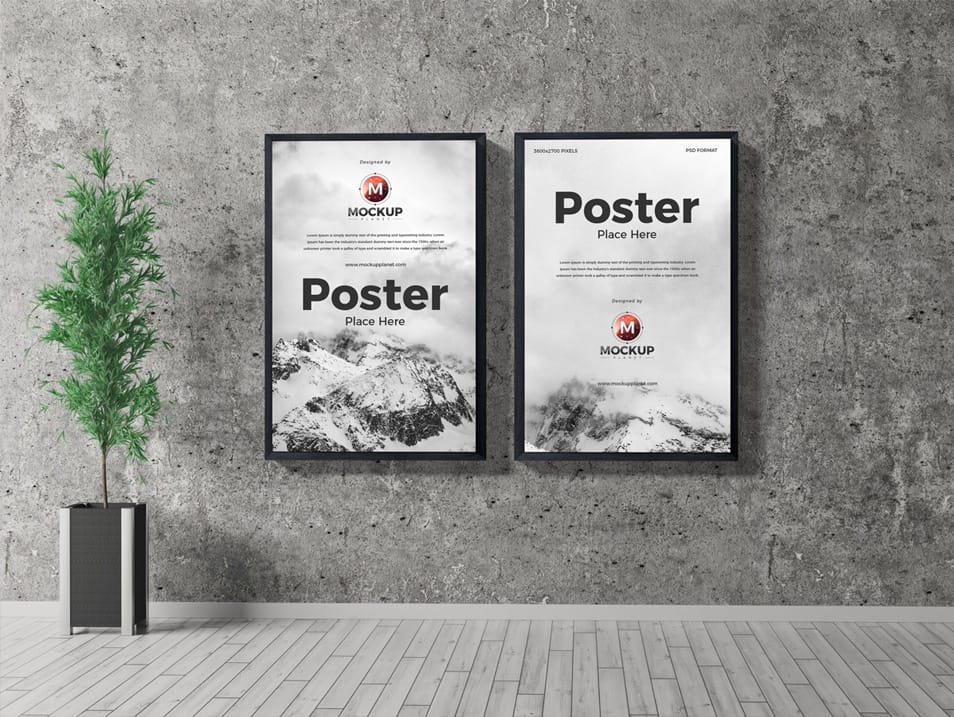 Free Indoor Frame Poster Mockup PSD For Presentation