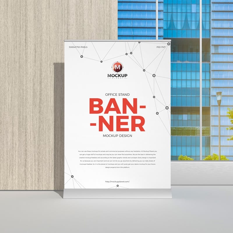 Free Office Stand Banner Mockup Design