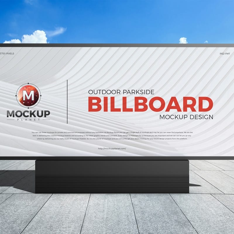 Free Outdoor Parkside Advertisement Billboard Mockup Design