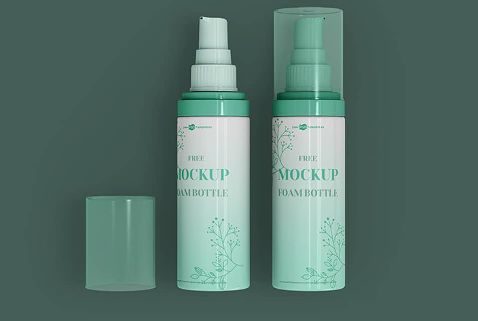 Free PSD Foam Bottle Mockup Template