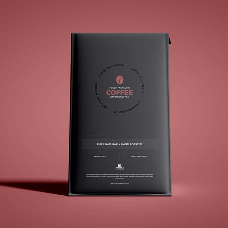 Free Pouch Packaging Coffee Bag Mockup PSD