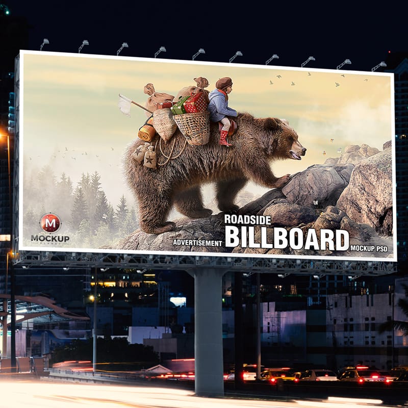 Free Roadside Outdoor Advertisement Billboard Mockup PSD