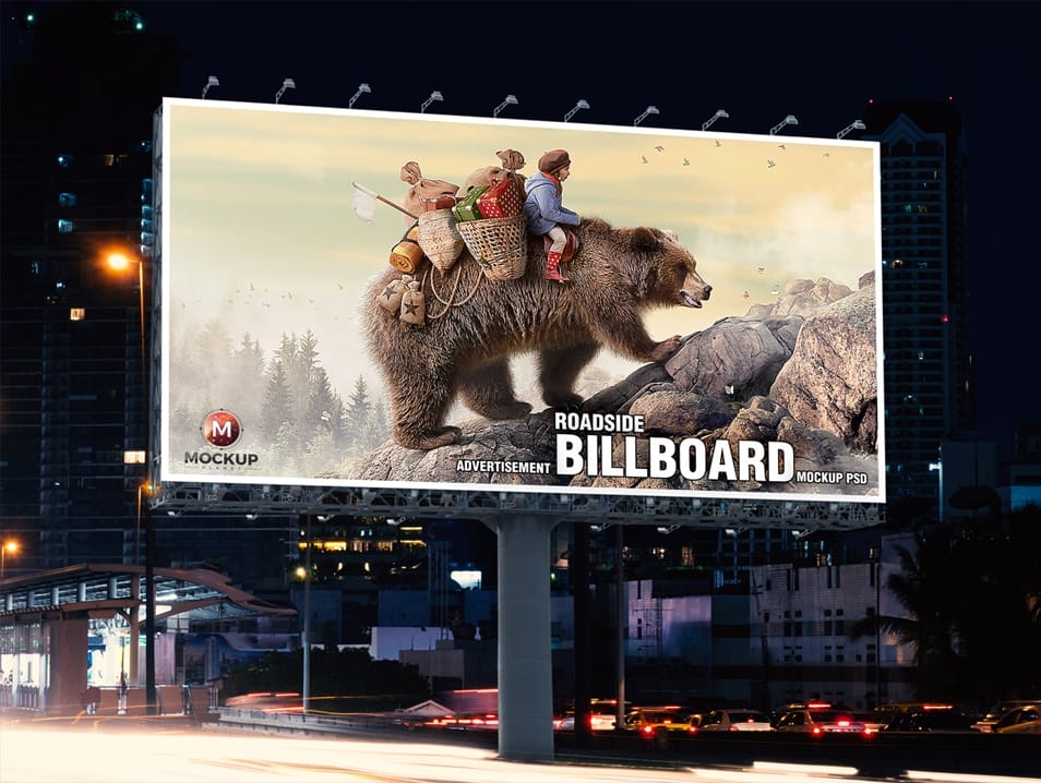 Free Roadside Outdoor Advertisement Billboard Mockup PSD