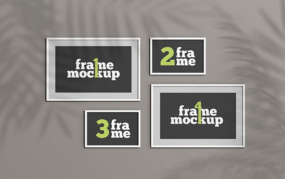 Free Set of Gallery Frames Mockup