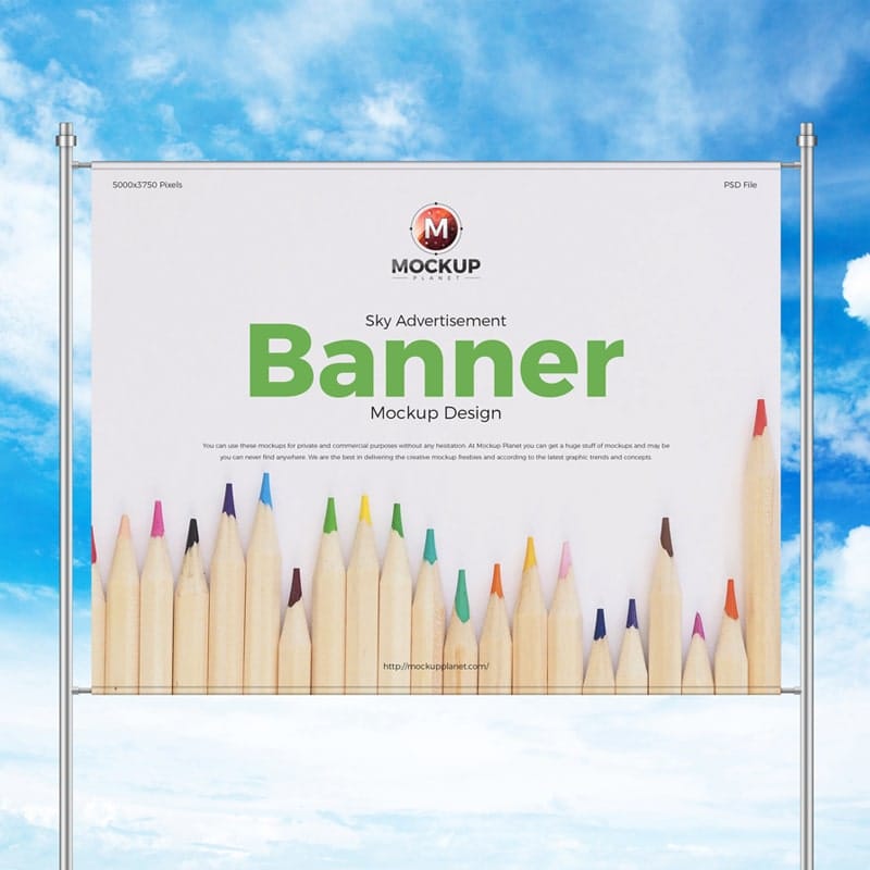 Free Sky Advertisement Banner Mockup Design
