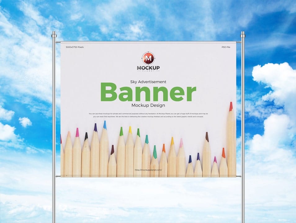 Free Sky Advertisement Banner Mockup Design