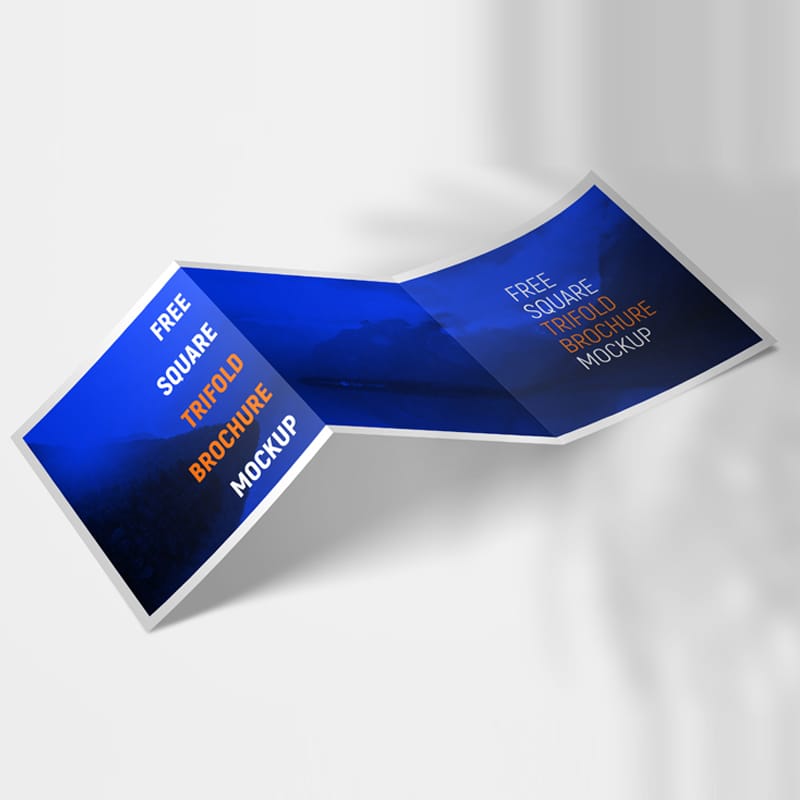 Free Square Trifold Brochure Mockup Set