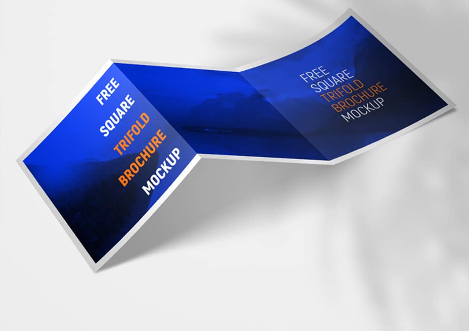 Free Square Trifold Brochure Mockup Set