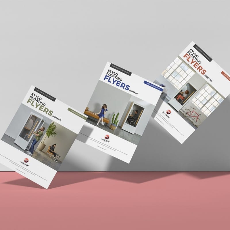 Free Stylo Floating Flyers Mockup