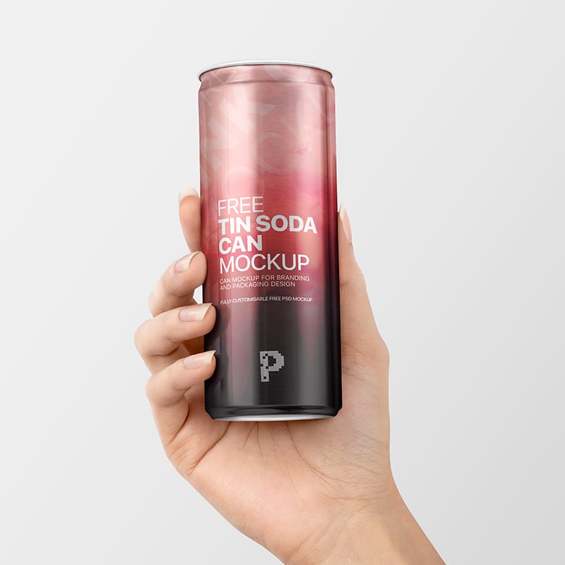Free Tin Soda Can Mockup