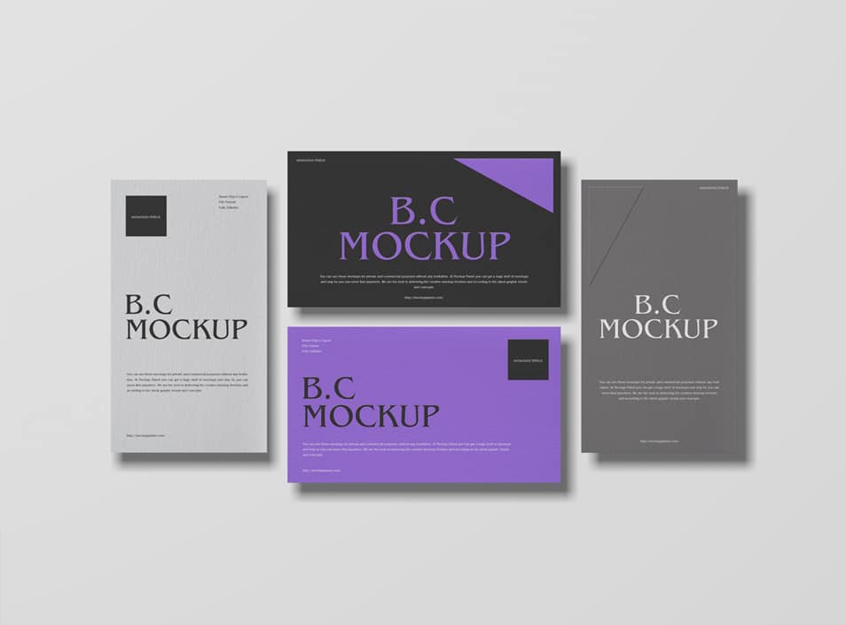 Free Top View Brand Business Card Mockup Design