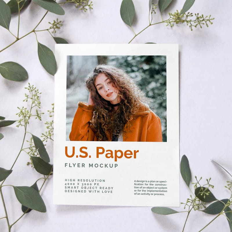 Free U.S. Paper Letter Size Flyer Mockup PSD