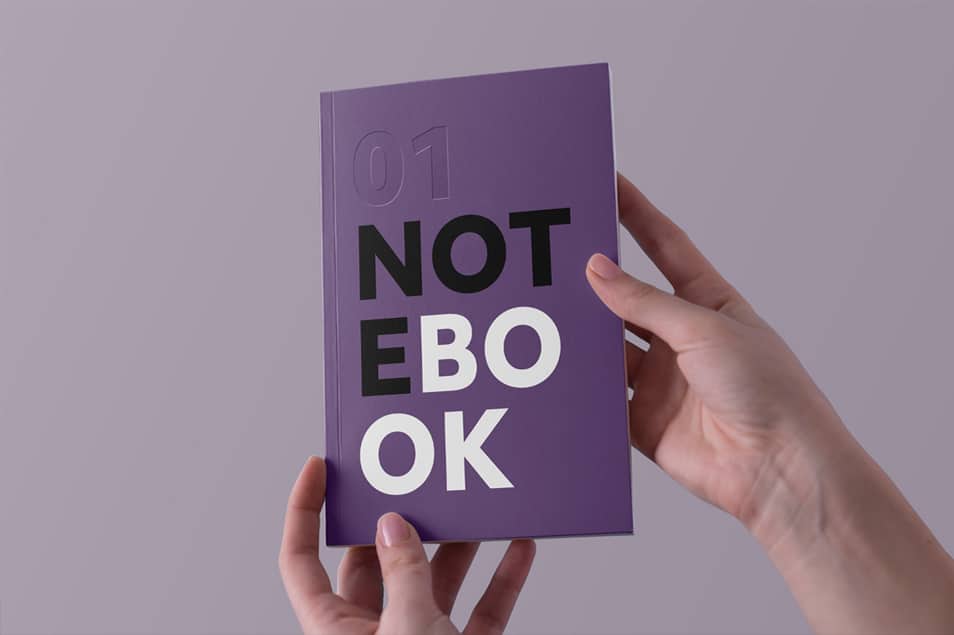 Hands Holding Notebook Mockup