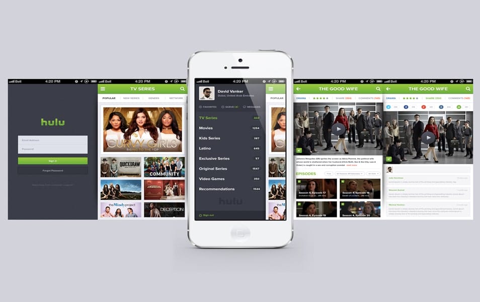 Hulu iPhone App Design Free PSD