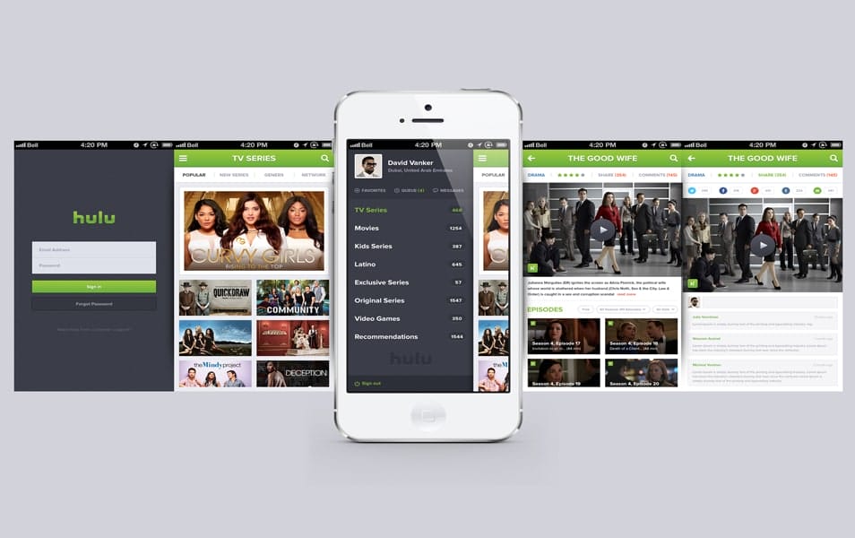Hulu iPhone App Design Free PSD
