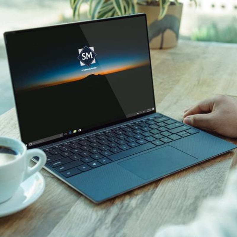 Laptop on Desk Free Mockup