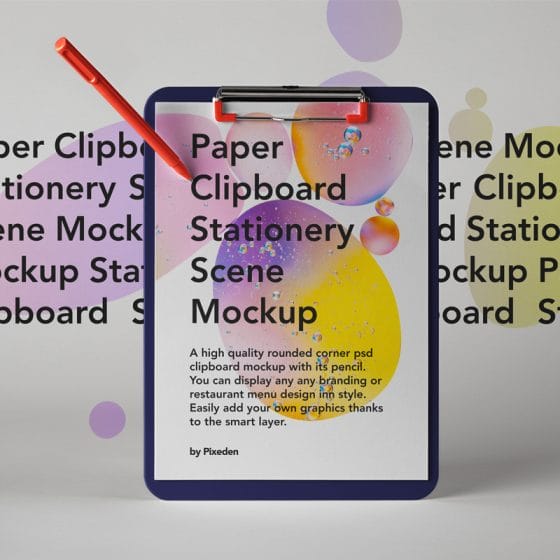 Paper Clipboard PSD Mockup Scene