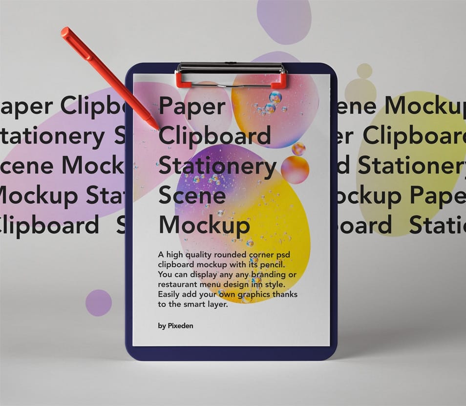 Paper Clipboard PSD Mockup Scene