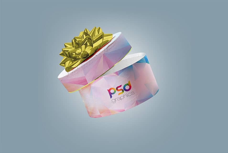 Round Gift Box Packaging Mockup
