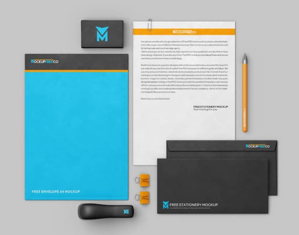 Stationery Scene Creator Free PSD Mockup