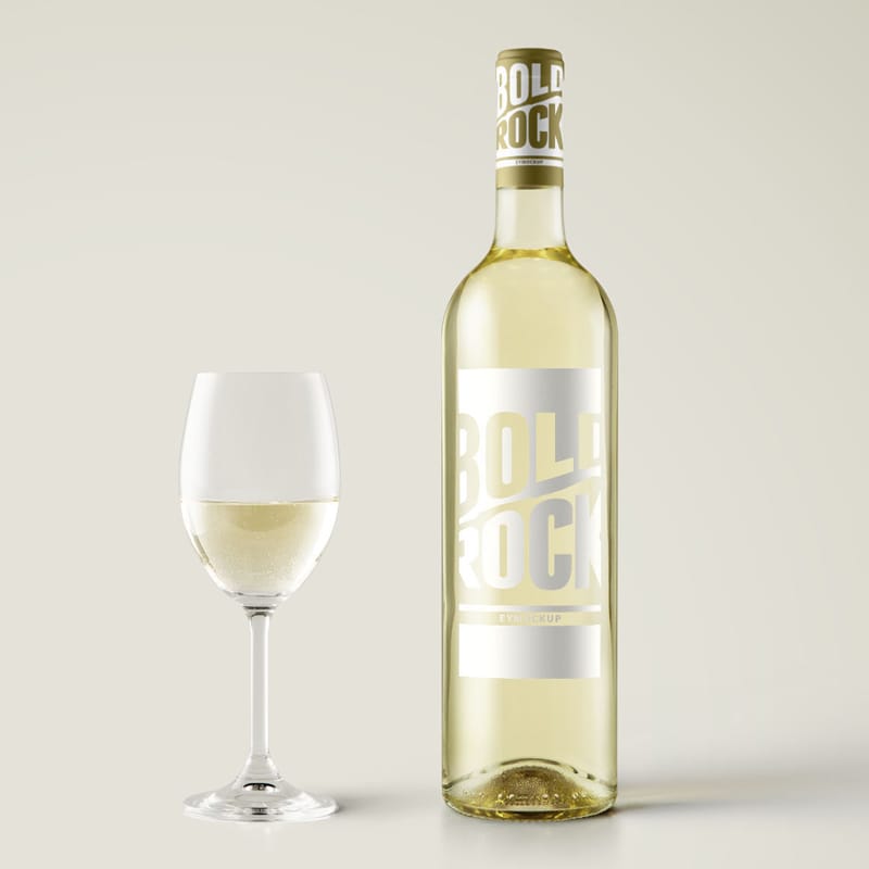 Transparent Wine Bottle Mockup