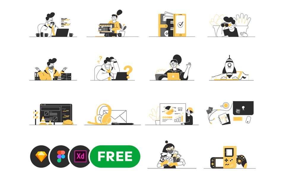 Whoooa 20 FREE customizable vector illustrations