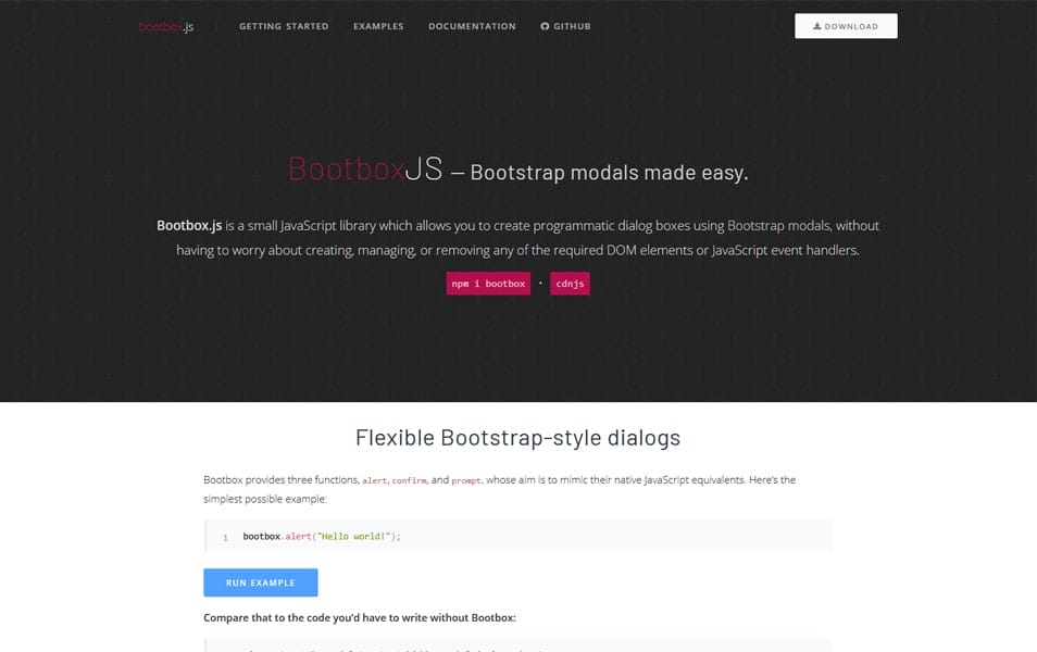100+ JavaScript Frameworks for Web Developers 21 BootboxJS