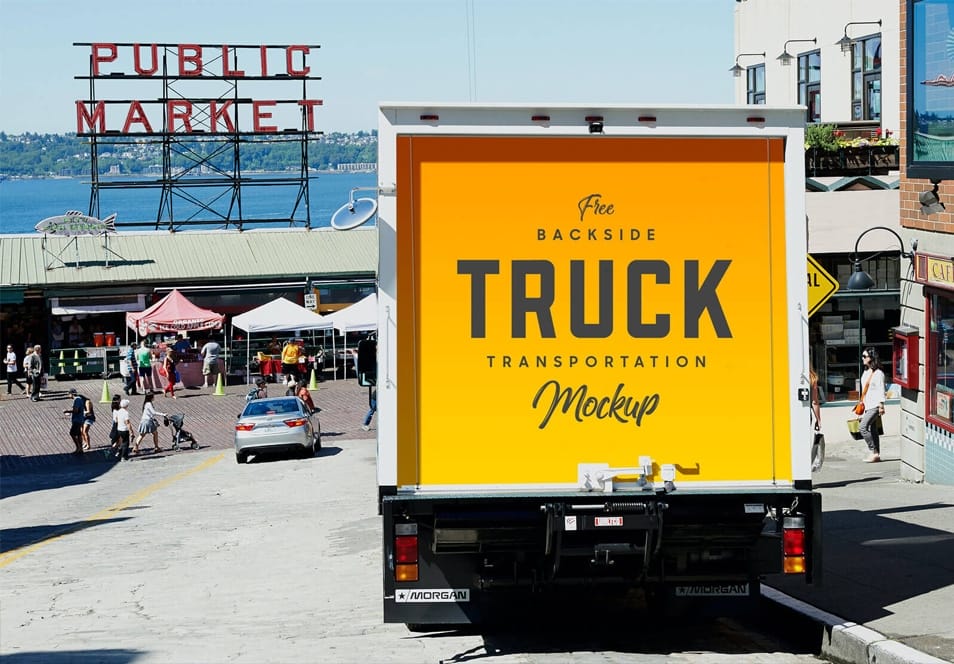 Free Backside of Truck Transportation Mockup PSD