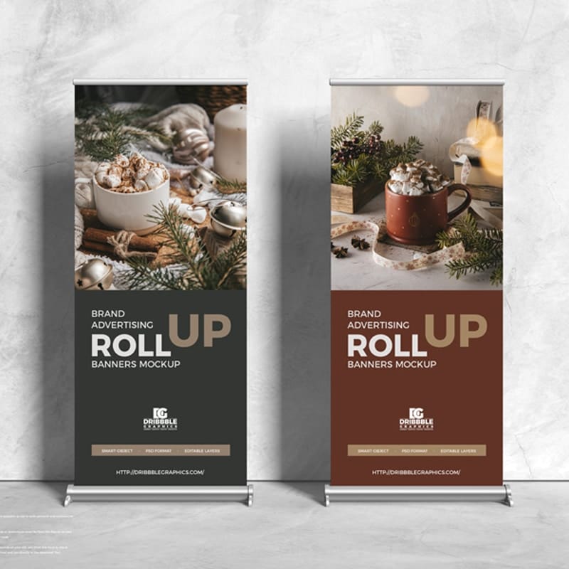 Free Brand Advertising Roll Up Banners Mockup