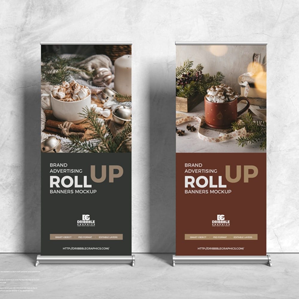 Free Brand Advertising Roll Up Banners Mockup