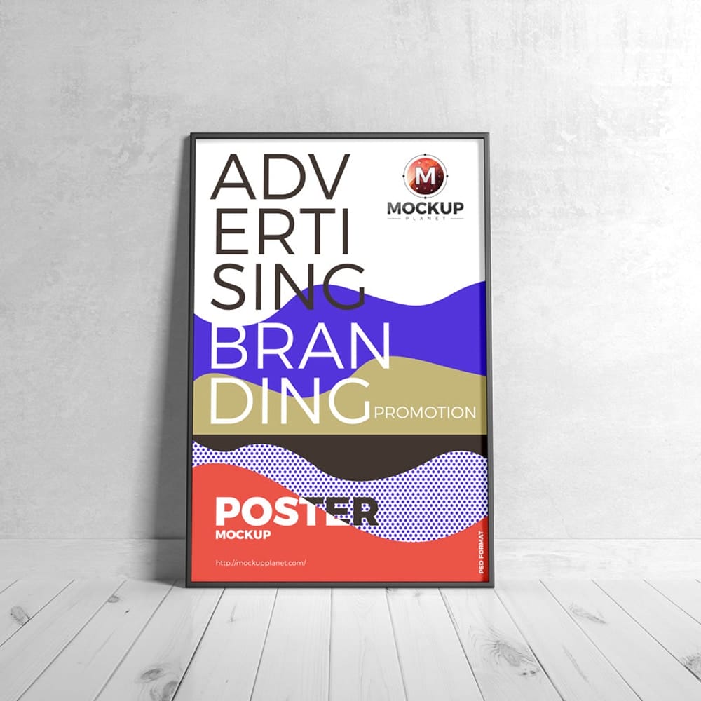 Free Branding Black Framed Poster Mockup Design