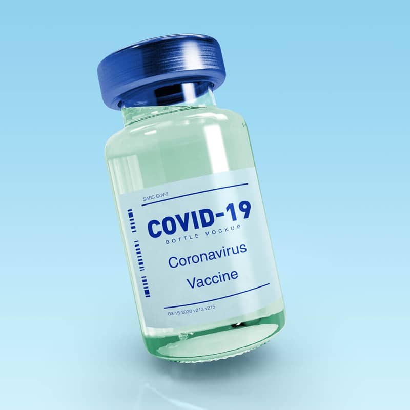 Free COVID-19 Coronavirus Vaccine Injection Bottle Mockup PSD