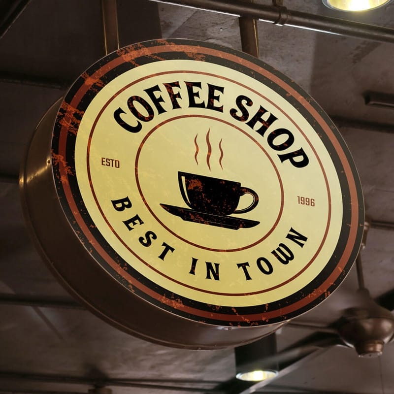 Free Cafe Round Signboard Mockup PSD