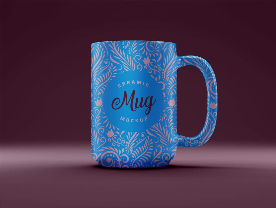 Free Ceramic 3D Coffee Mug Mockup PSD