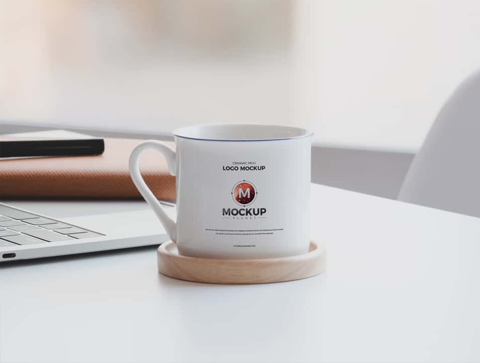 Free Ceramic Mug Logo Mockup Design