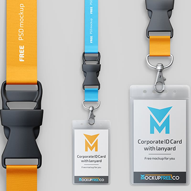 Free Corporate ID Card With Lanyard PSD Mockup