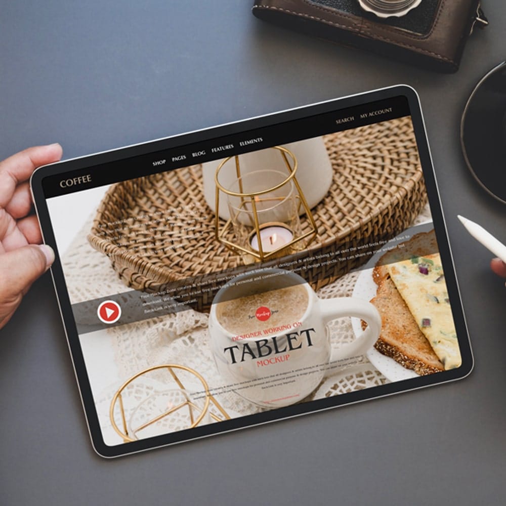 Free Designer Working on Tablet Mockup