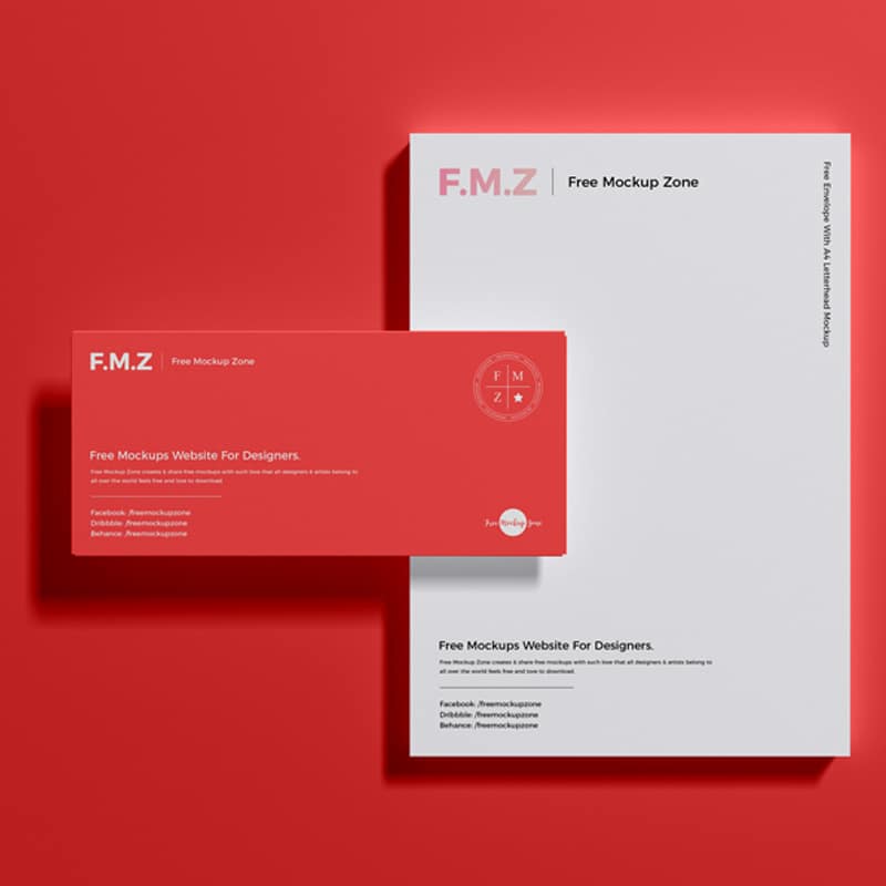 Free Envelope With A4 Letterhead Mockup PSD