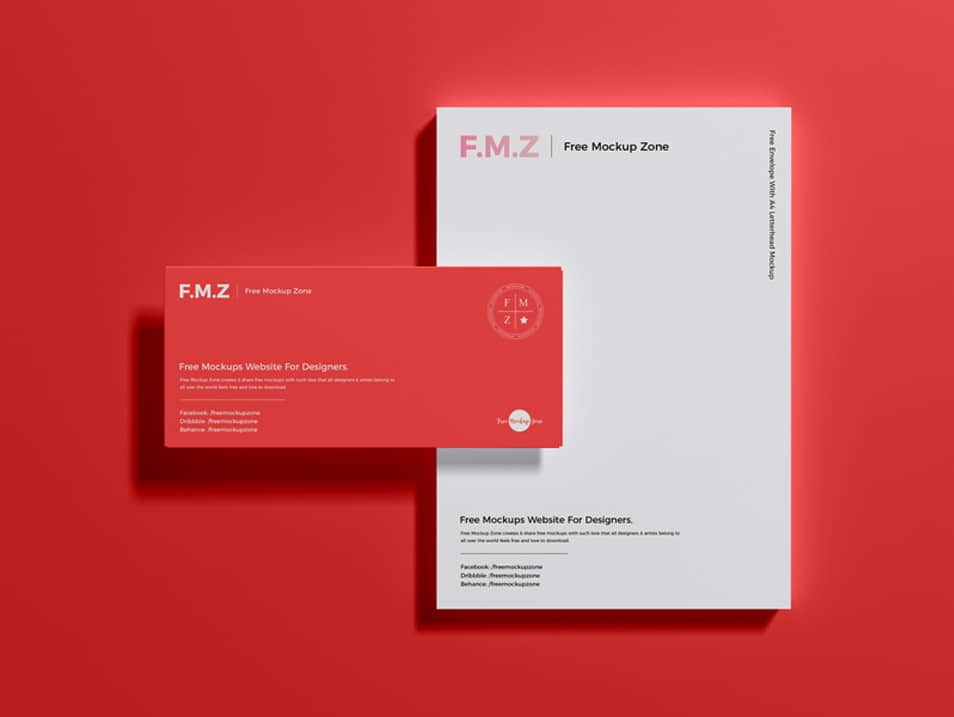 Free Envelope With A4 Letterhead Mockup PSD