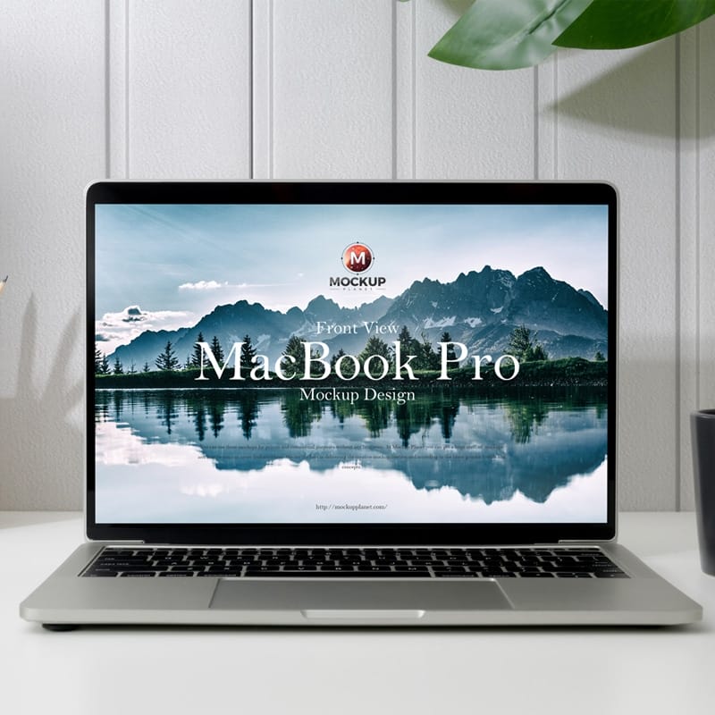 Free Front View MacBook Pro Mockup Design