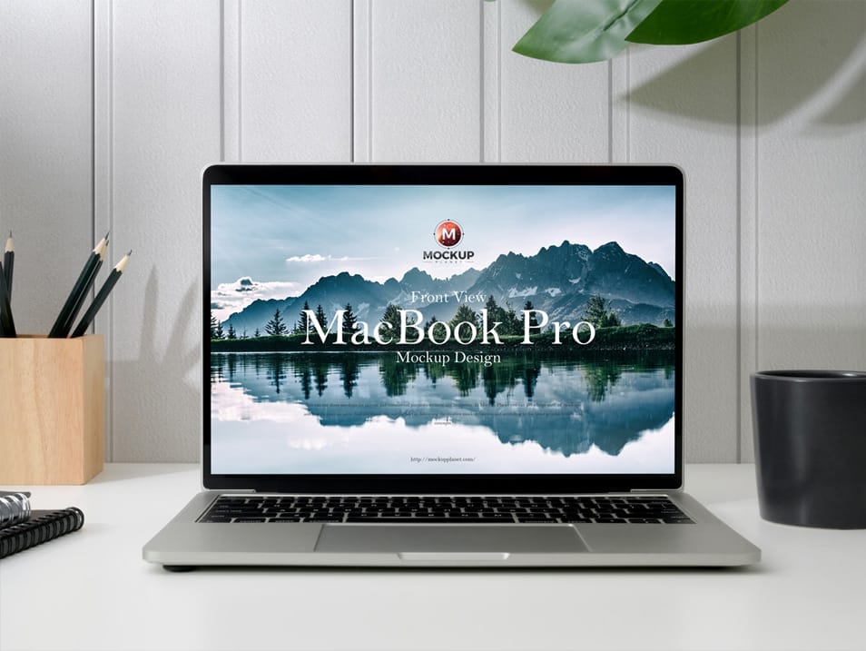 Free Front View MacBook Pro Mockup Design