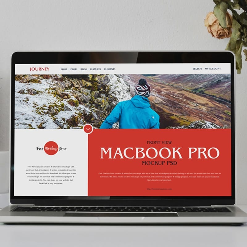 Free Front View MacBook Pro Mockup PSD