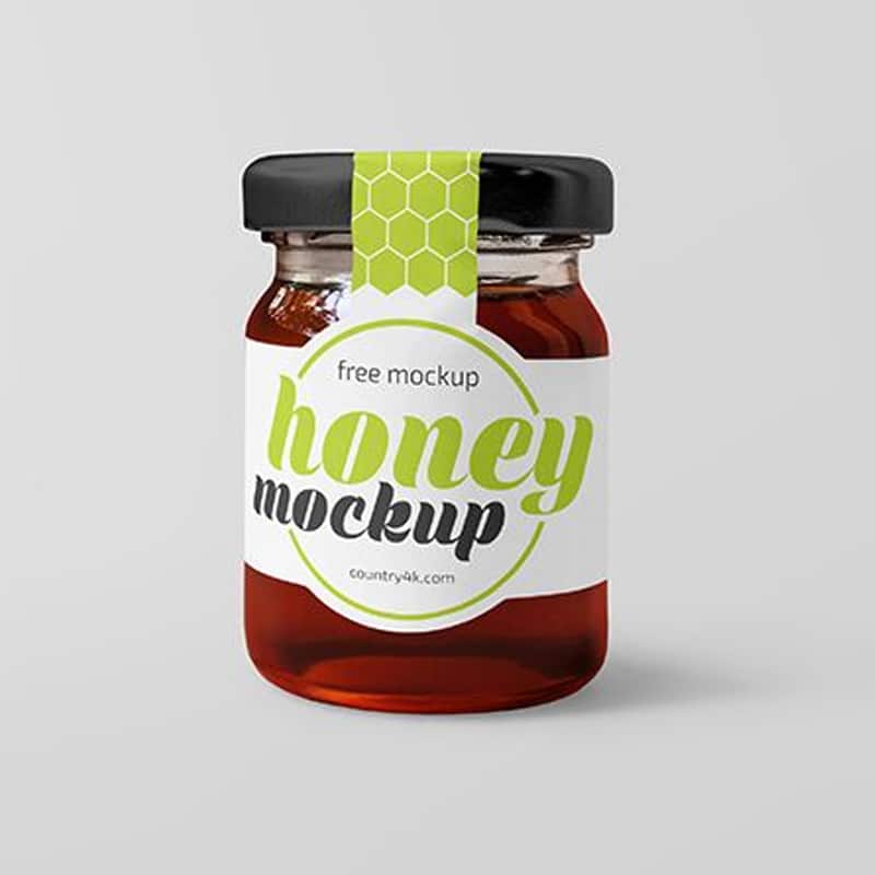 Free Glass Jar with Honey Mockup