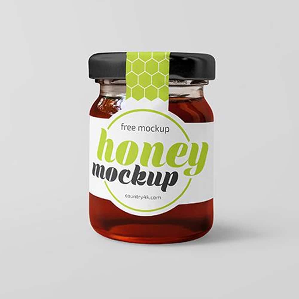 Free Glass Jar with Honey Mockup