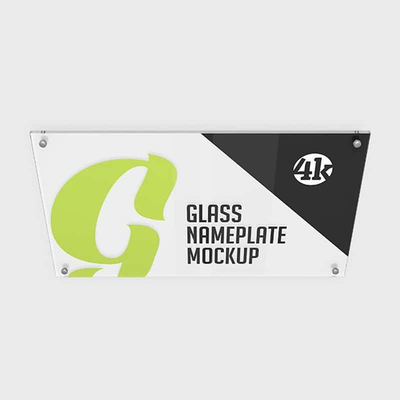 Free Glass Nameplate Mockup