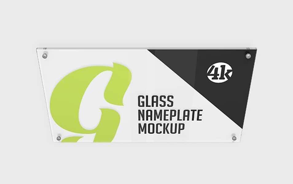Free Glass Nameplate Mockup