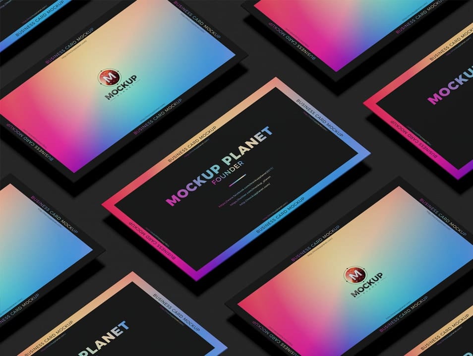 Free Grid Business Card Mockup Design