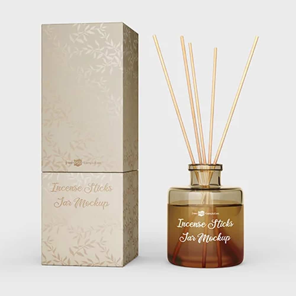 Free Incense Sticks Jar Mockup in PSD